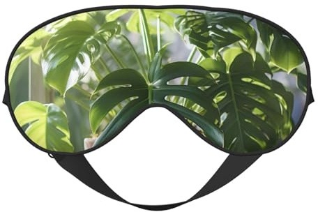 Monstera Deliciosa Masque de sommeil respirant avec imprimé palmier bananier pour l'extérieur, l'intérieur, le voyage, le camping, la méditation, le yoga, le travail