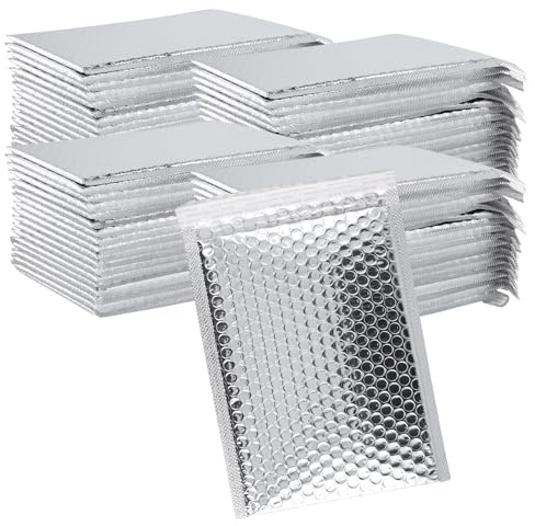 HEIYUET 80 stycken luftkuddar fraktpåsar A5 silver, 18 x 23 cm bubbelpåsar vattentäta vadderade kuvert A5, självhäftande fraktkuvert vadderade för förpackning