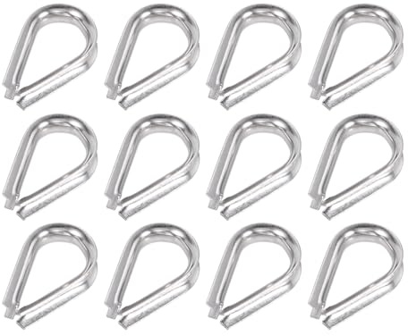 sourcing map 24 dedales de cuerda de alambre, dedal de acero inoxidable M6 de 1/4 pulgadas para cuerda de alambre de 1/4 pulgadas de diámetro, aparejo marino, barco, pesca, construcción, aplicaciones