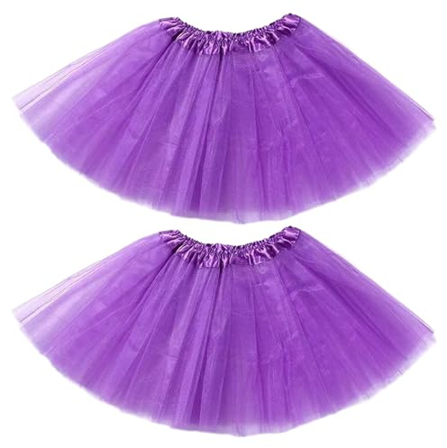 ZXTGBQ 2 Pezzi Gonna Tutu Donna, Gonne da Donna Tutu, Classico Elastico 3 Strati Tulle, 80s Sottogonna, per Feste in Maschera Costumi di Halloween Danza (Viola)