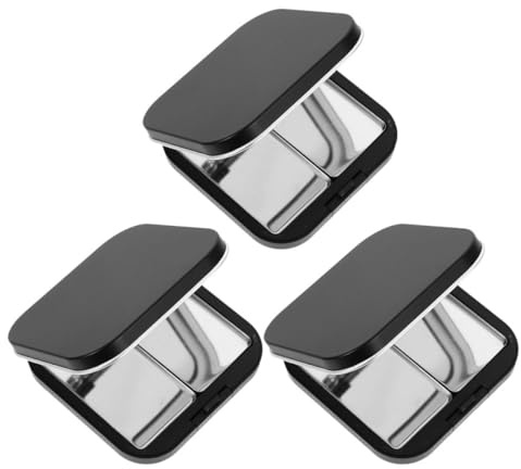 Palette Magnétique Vide pour Maquillage Noir, Lot de 3 Sets de Sets | Abs et Fer, Format Compact, pour Fards à Paupières, Blush et Rouge à Lèvres