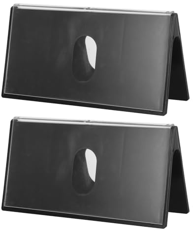 Gogogmee Segnaposto per Biglietti da Visita Triangolare in Plastica Nera 10x20 Cm, Porta Targhetta da Scrivania per Ufficio e Sala Riunioni, Espositore per Targhette da Tavolo, Set