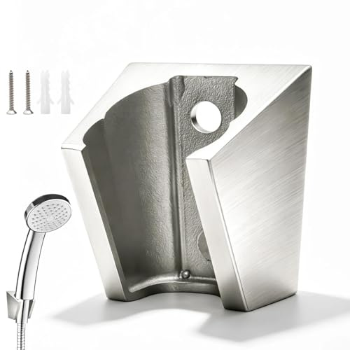 WJUAN Soporte Ducha Pared, 2 Posicionamiento Soporte Alcachofa Ducha, Sujeta Alcachofa Duchas Acero Inoxidable 304, Acabado Plateado Cepillado Accesorios de Baño, para Hogar, Hotel, Gimnasio