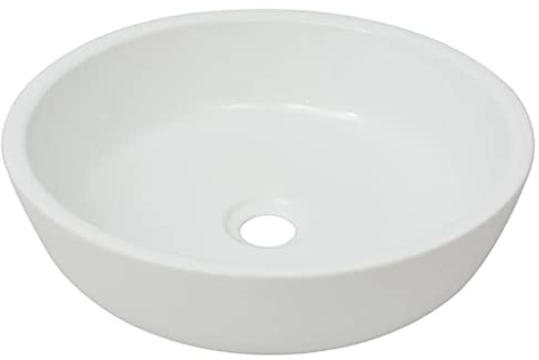 Kaorsround, lavabo rotondo in ceramica, bianco, 42 x 12 cm, moderno lavandino da appoggio smaltato per piccoli ospiti, WC, bagno e lavabo, salvaspazio, per corridoi e bagni stretti