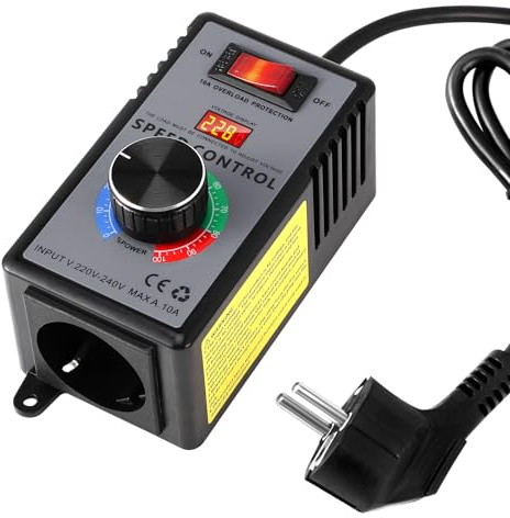 AC 230V 4000W Drehzahlregler, Drehzahlregler Motor Stufenloser Spannungsregler mit Überlastschutz & Flammenhemmendem ABS-Gehäuse, Motor-Geschwindigkeitsregler für Winkelschleifer, Gebläse, Lötkolb