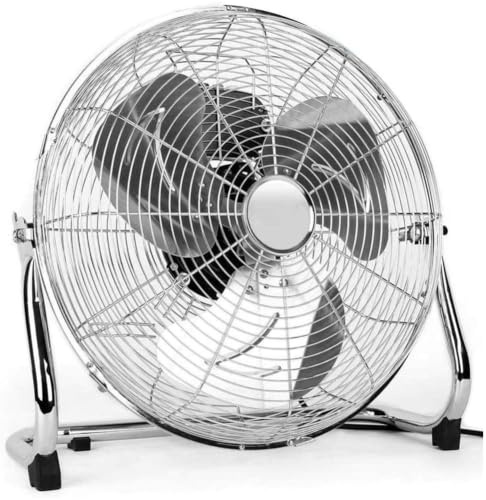 BAKAJI Ventilador de pie de acero con pala de 40 cm, inclinable, potente motor de 3 velocidades, cabeza giratoria con ángulo de inclinación de hasta 100°, potencia 70 W (Pala 40 cm)