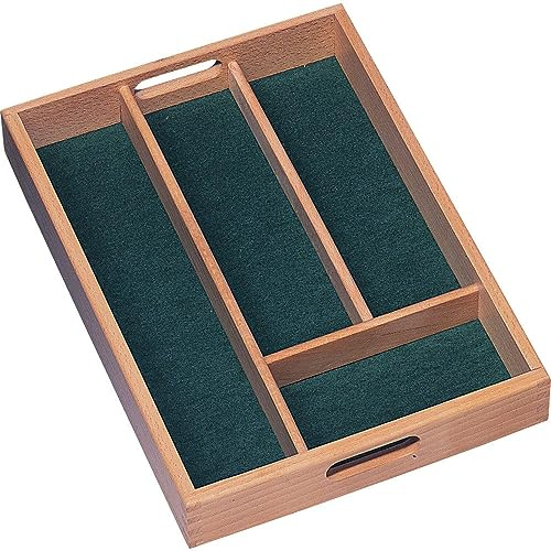 T&G Woodware Cutlery Tray in Beech with Green Lining