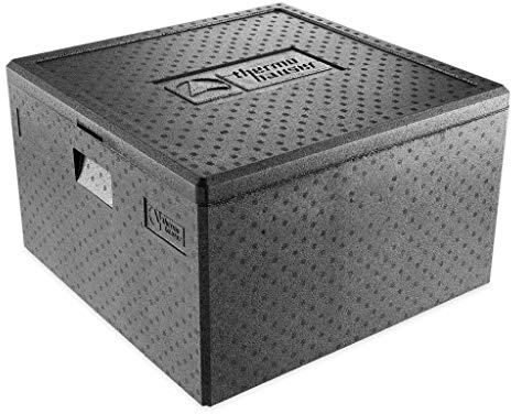thermohauser EPP-Thermobox Pizza Maxi mit Deckel - 86 Liter - 59,5 x 59,5 x 36 cm - schwarz - extra große Nutzfläche