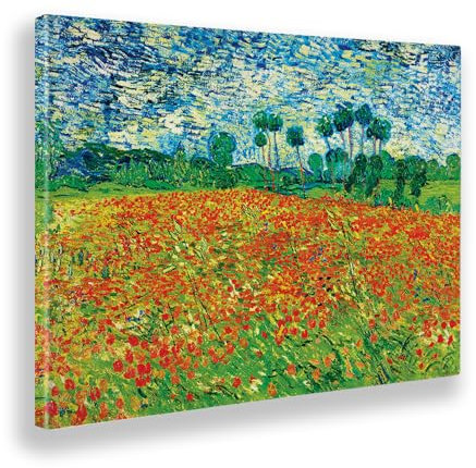 Giallobus - Quadro - Vincent Van Gogh - Poppy field (Campo di papaveri) - Tela Canvas Telaio Standard - 70L x 50l cm - Pronto da appendere - Quadri moderni per la casa