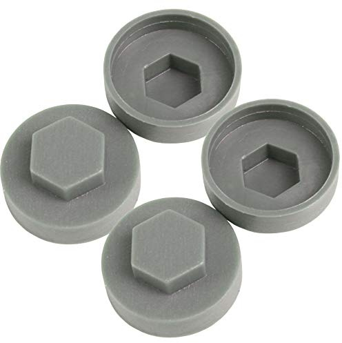 White Hinge 100x Merlin Grey Hex TEK Roofing Cover Caps for 19mm Washer/Coverage & 8mm Recess