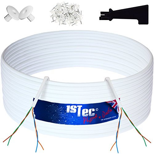1STec 5m Genuine BT CW1308 6 Core Telephone/FTTC Broadband Extension Cable 3 x Copper Twisted Pairs + 2 Grommets + IDC Insertion Tool + Clips + Printed Colour Instructions (5 Metre, White)