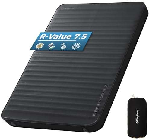 KingCamp Super Komfort Selbstaufblasende Doppelbett Campingmatratze Isomatte mit 3D-Konstruktion und Schaumstoffkern für 2 Personen 201 × 128 × 7.5 cm