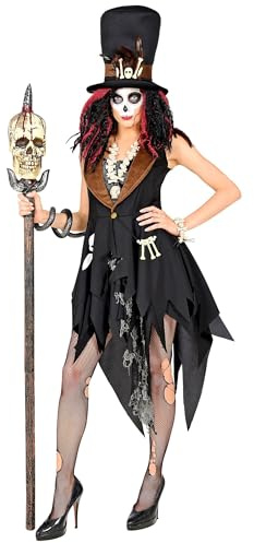 W WIDMANN MILANO Party Fashion - Voodoo Kostüm Damen | Kleid mit Hut, für Dia de los Muertos, Halloween, Karneval, Mottoparty