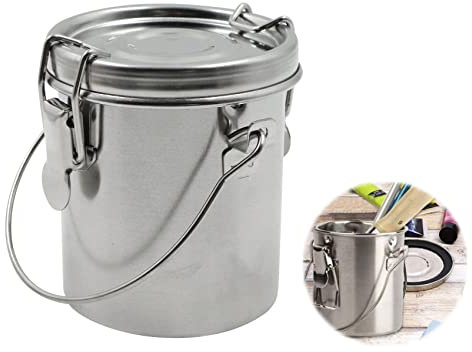 Nettoyeur Pinceau Seau de Lavage - Peinture à Huile Bac avec Couvercle Pinceaux en Acier Inoxydable Portable Antifuite Poignée Filtre Double Paroi Réservoir Nettoyage (1 Pièce)