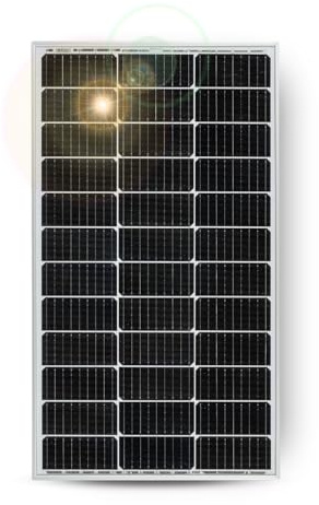 MOSCATELLI Panel Solar 100W para baterias 12V Células Monocristalinas PERC 9BB de Última Generación con Muy Alta Eficiencia. Optimizado – tensión 21V