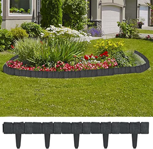 INLIFE Kunststoff Garten- / Rasenzaun Steinoptik 41 TLG. 10 m,3.6kg,40917