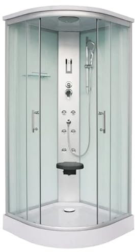 Cabine de douche complète SCALA 90 x 90 x 215 cm, Avec radio, jets de massage, douche complète avec receveur de douche, douche complète