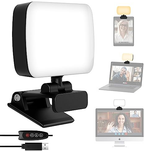 RealPlus Lumière de Vidéoconférence, Panneau LED Light avec Clip, 120 LED et 3 Modes d'Éclairage Vidéo, Lampe Photo pour Lampe PC Streaming/Ordinateur Portable/Réunions Zoom/Live Stream/Bureau/Tiktok