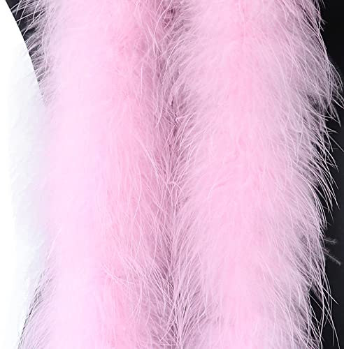 2M Plumes de dinde moelleuses boa Plume naturelle 20-22g pour robe de mariée Halloween Costume Décoration Artisanat Accessoires-rose clair