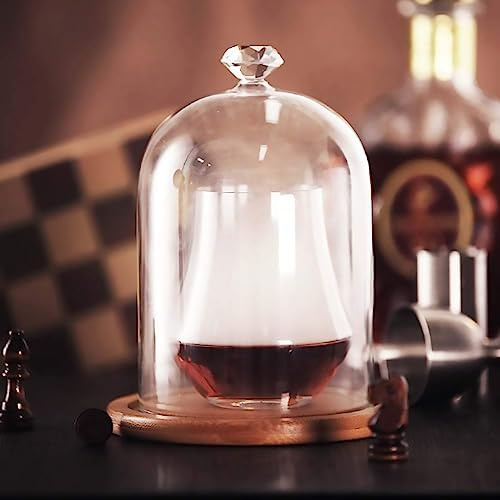 MIAOLLUN Smoking Gun Dome pour Les Cocktails, 7 X 4.7 Smoking Gun Dome Verre avec Base pour La Fumée Froide, Fumer Cloche pour La Fumée Froide, Fumer Cloche pour Les Boissons