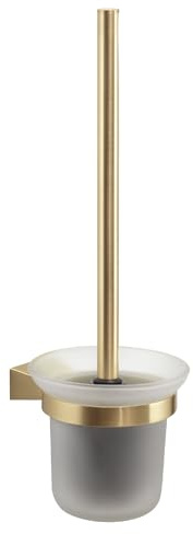 Gedy TONALE WC-Bürstenhalter zur Wandmontage, Mattes Gold, Edelstahl und Glas, 11,2 x 13,4 x 35,8 cm
