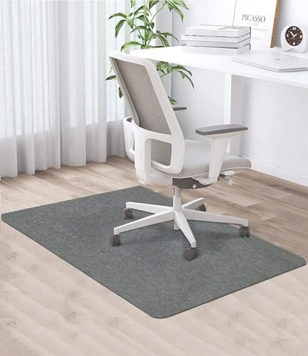 Tapis Chaise de Bureau Antidérapant 120 * 90cm - Protection Sol en Tissu Gris Foncé pour Plancher de Bois et Carrelage