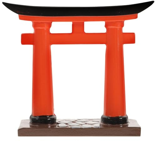 Kisangel Miniature Torii Aquarium Ornament Japanese Style Fish Tank Decoration Lightweight 3.5 Inch Bonsai Model for Home Garden Micro Landscape