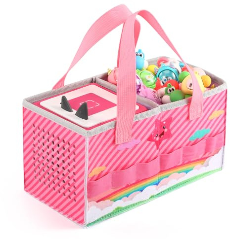 Carrying Case for Tonies Starter Set & Storage Bag for Tonies Figurine, Home Outdoor Hand Bag for Tonies Audio Player and Dolls Musical Toy Folding Bag for Toniebox 2 Accessories (Pink)
