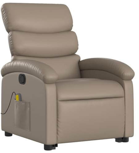 vidaXL Massagefåtölj med uppresningshjälp cappuccino konstläder, fåtölj, fåtölj med uppresningshjälp, reclinerstol, fåtöljer