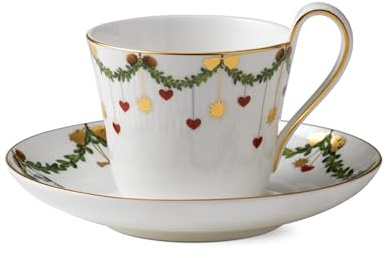 Royal Copenhagen Tasse und Untertasse mit hohem Henkel - 24 cl, aus Porzellan gefertigt, 1017438, Weiß