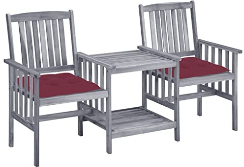 KTHLBRH Ensemble de meubles de jardin, de terrasse, de balcon, de jardin, avec table à thé et coussins, en bois massif d'acacia