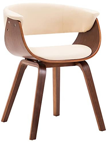 THOYTOUI Esszimmerstuhl, Arbeitsstuhl Dekorative Stühle Lounge Sessel Küchenstühle Geeignet für Schlafzimmer Aufenthaltsraum Atelier Küche Creme Bugholz und Kunstleder