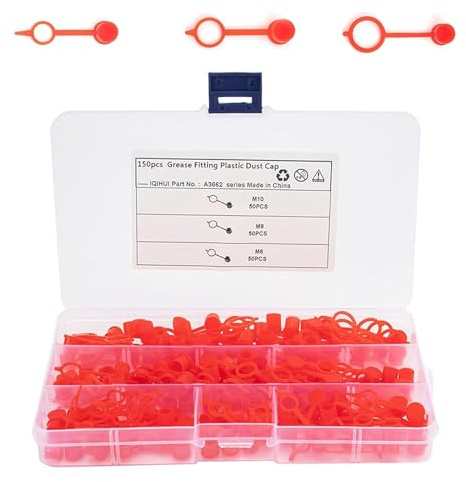 GANILITY Tappo per Grasso,150 Pezzi Tappi A Vite per Spurgo Freni, Tappo di Protezione per Ingrassatore in Plastica, Tappo per Ingrassatore, M6/M8/M10, per Auto, Moto e Camion
