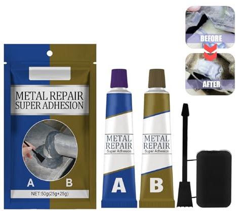 Pasta per Riparazioni Metalliche, Colla Bicomponente per Metallo, Metal Repair Glue a&b, 50g Colla per Metalli alta Resistenza Magic Repair Glue Magic Welding Glue Metal Repair Paste
