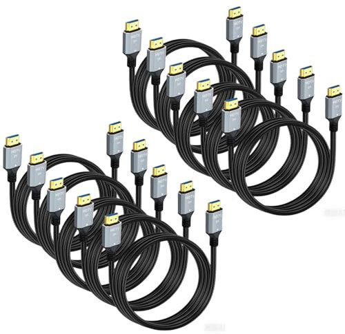 HDMI 2.1 Cable 6.6 FT 10-Pack, Shielded 8K HDMI Cord 6.6FT, 48Gbps High Speed Computer HDMI TV Monitor Cord-8K@60Hz, 4K@120Hz/165Hz, HDCP 2.2&2.3, HDR 10 for ARC, eARC, PS4 PS5 Sound Bar/Roku