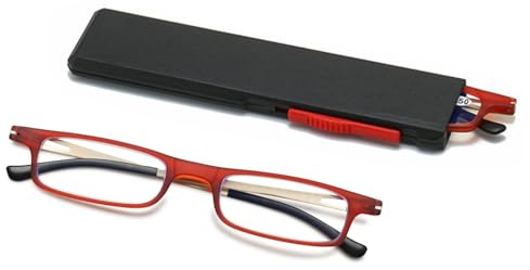 ABETOS Schmale Lesebrille Herren Damen Ultraleichte Metall Blaulichtfilter Sehhilfe Taschenlesebrille Mini Kompakt Lesehilfe mit Etui +1.0 +1.5 +2.0 +2.5 +3.0