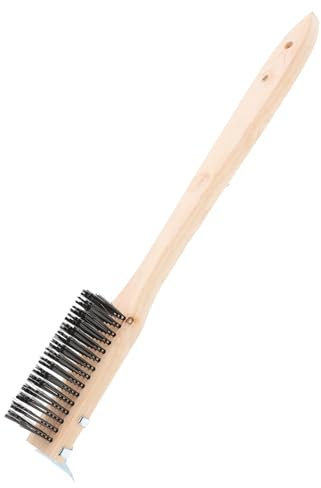 BEBEMOKO Pizza Stone Brush Stainless Steel Wire Scraper Pizza Oven Cleaner Brush for Outdoor Oven Accessories and Home Use