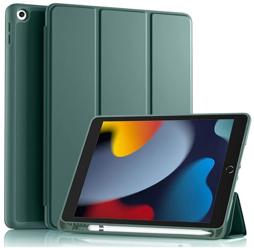 EspZanthic Cover Custodia per iPad 9/8/7 10,2 Pollici (9a/8a/7a Generazione, 2021/2020/2019) con Pencil Holder, Pellicola Proteggi Schermo, Auto Svegliati/Sonno
