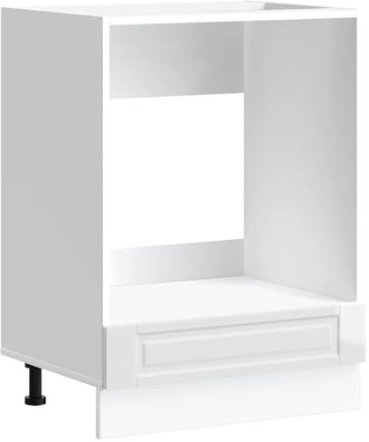 vidaXL Porto High Gloss White Engineered Wood Oven Cabinet - Compact Kitchen Storage Unit for Oven/Microwave with Adjustable Feet