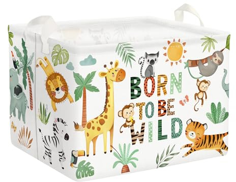 Clastyle Waldtiere Kinder Wäschekorb Baby Spielzeug Aufbewahrungsbox | Faltbarer, Wasserdicht, Tragkraft 25 kg, für Kinderzimmer Badezimmer Schlafzimmer, für Bücher Spielzeug Kleidung