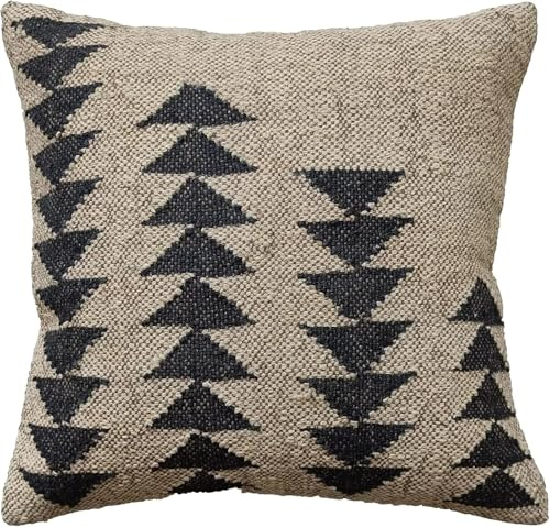 INDACORIFY 18 x 18 Zoll Kelim-Kissenbezug, authentischer Vintage-Kissenbezug aus Wolle und Jute für Heimdekoration, Wohnzimmer, handgefertigter quadratischer Teppich-Kissenbezug