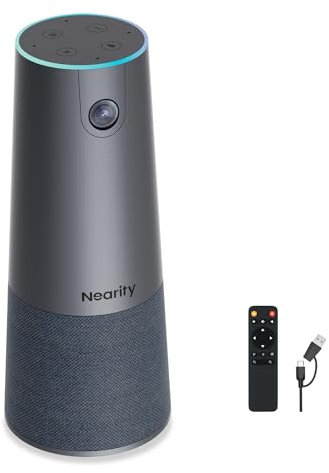 NEARITY C45 2K Videokonferenz-Webcam mit Mikrofon und Lautsprecher, All-in-One Lösung mit 4 Noise Cancelling Mikrofonen, 5X Zoom FHD AI Auto-Framing Plug-and-Play für Zoom/Teams/Google Meet