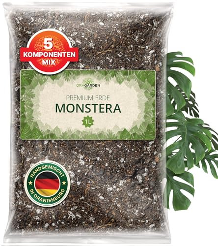 ORAGARDEN Monstera Erde für Zimmerpflanzen und Garten - 1L Monstera Substrat für Pflanzen, Palmen, Blumen - 5 Komponenten Blumenerde