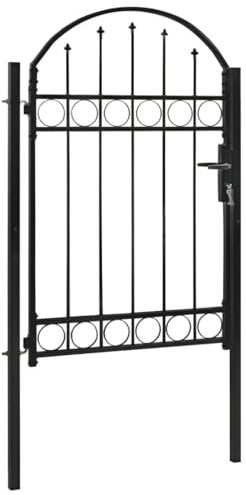 Verderoom Cancelli in Ferro, Recinzione Giardino Esterno, Cancello Giardino, SECOLI Cancello per Recinzione ad Arco in Acciaio 100x150 cm Nero