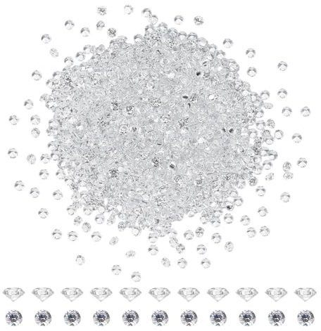 HOBBIESAY 1000 Stück Klare Zirkonia Facettierte Cabochons Mit Spitzer Rückseite Kleine Lose Diamanten Runde CZ Steine Synthetischer Edelstein Für Nagelkunst Basteln Schmuckherstellung 2mm