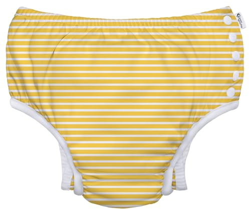 green sprouts Baby Toddler Eco Snap Swim Diaper - Yellow Stripes - 24mo