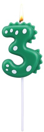 Dinosaur Geburtstagskerze, Grüne Zahlenkerzen für Kuchen & Cupcake-Dekorationen Dino-Themenparty-Dekorationen Geburtstagszubehör für Kinder Jungen (Zahl 3)
