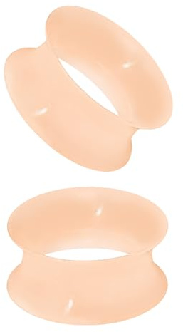XIMAX 2PCS Ultra Thin Silicone Double Flared Flesh Skin Tone Ear Gauges Tunnel Plugs Soft and Smooth Skin Silicone Stretchers Expander for Women Men 8G-1 3-25mm