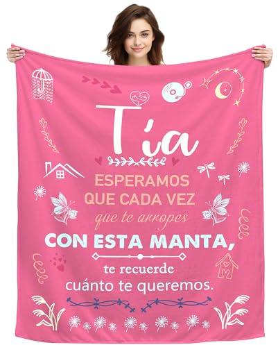 ACAROMAY Regalos Originales para Tía Navidad, Regalos para Auntie Mujer Decoración Mantas Regalos de Cumpleaños Tías Manta Personalizada 150x130CM (Tía-a)