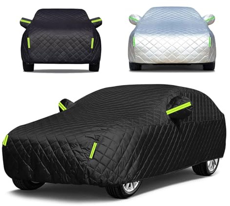 All Weather Outdoor Car Covers Full Car Cover for 𝖳𝖾𝗌𝗅𝖺 Model 3 (2017-2024), Anti-hail Car Cover Thickened Cotton Breathable Dustproof Protection(Black)